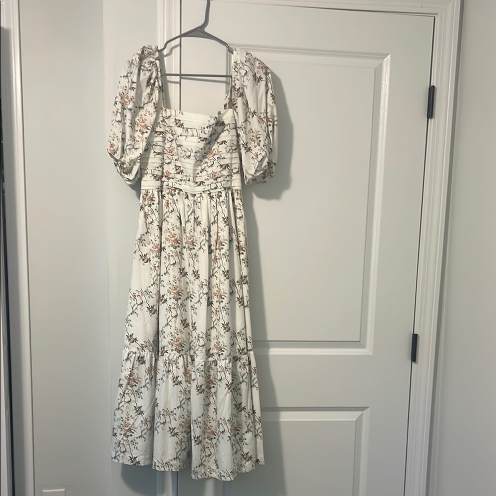 Abercrombie Floral Puff Sleeve Poplin Midi Dress NWT
